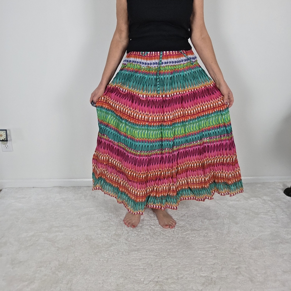Jane Ashley Bohemian Ruffled Tiers Skirt